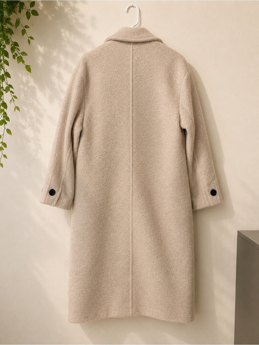 Zara Beige Wool-Blend Long Pea Coat View 3